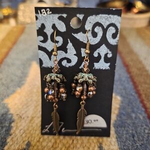 Elegant Bronze and Turquoise Dangle Earrings